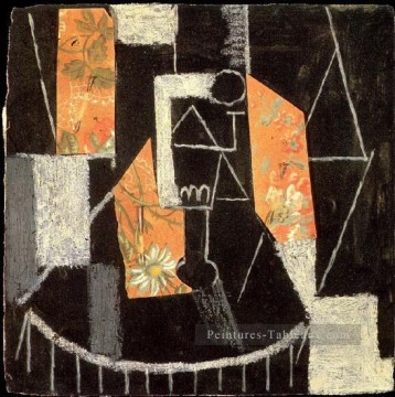 Verre sur un gueridon 1913 cubiste Pablo Picasso Peinture à l'huile